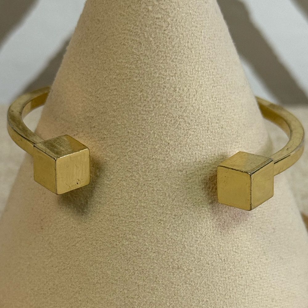 J Crew Gold Cube Open Cuff Bracelet